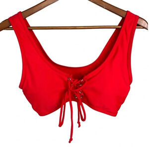 ZAFUL Tied Front Bikini Top Red Removable Pads  Lined Size 6